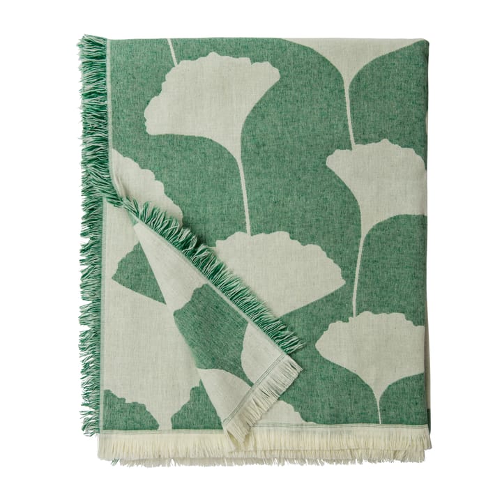 Ginko bomullspledd 130x170 cm, Grønn-hvit (Emerald) Brita Sweden