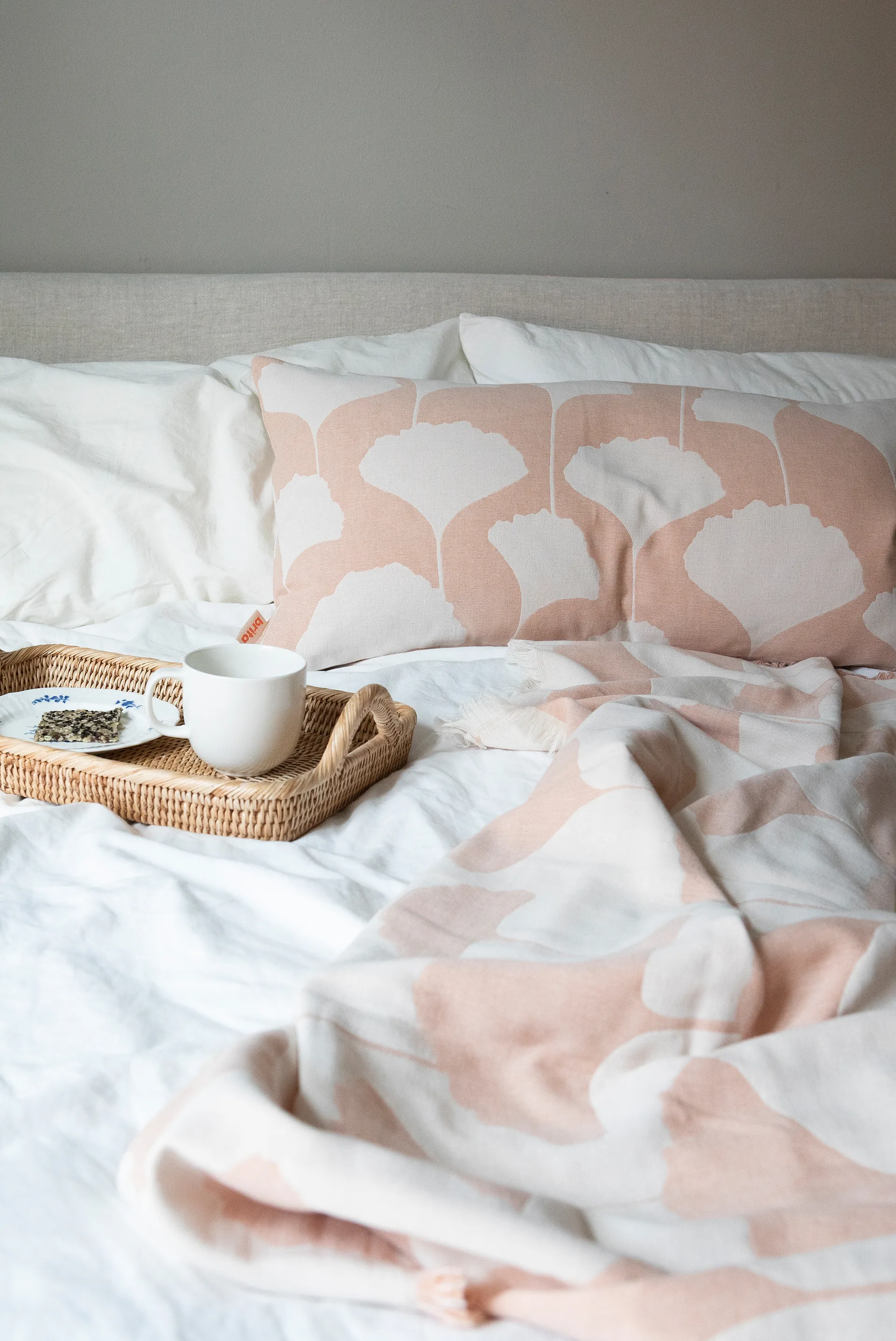 Ginko bomullspledd 130x170 cm, Rosa-hvit (Agate) Brita Sweden