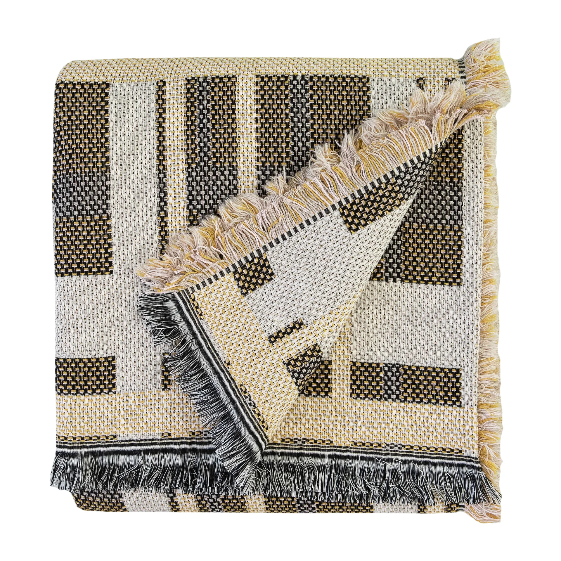 Tradition bomullspledd 130 x 170 cm, Gul Brita Sweden