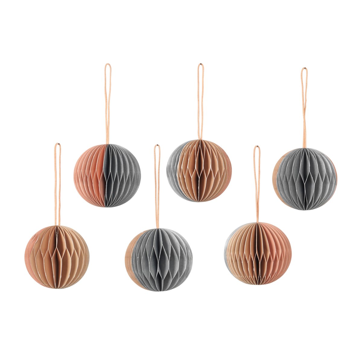 Broste Copenhagen Ball julekule honeycomb Ø 5 cm 6 deler Multi/beige