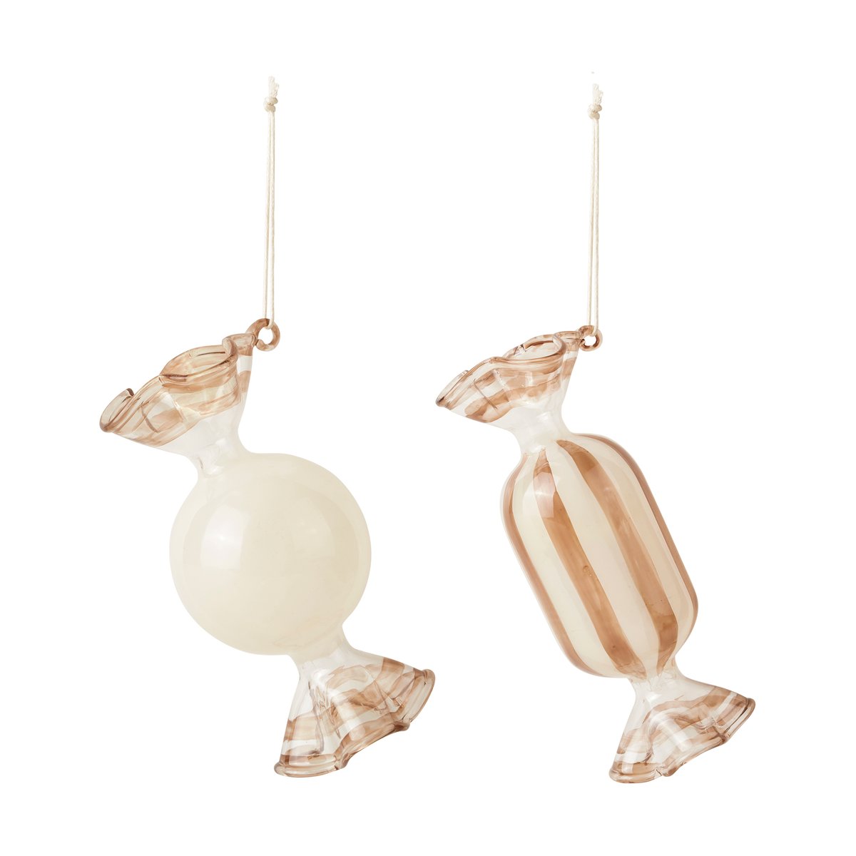 Broste Copenhagen Candy juletrepynt glass 2 deler Creme