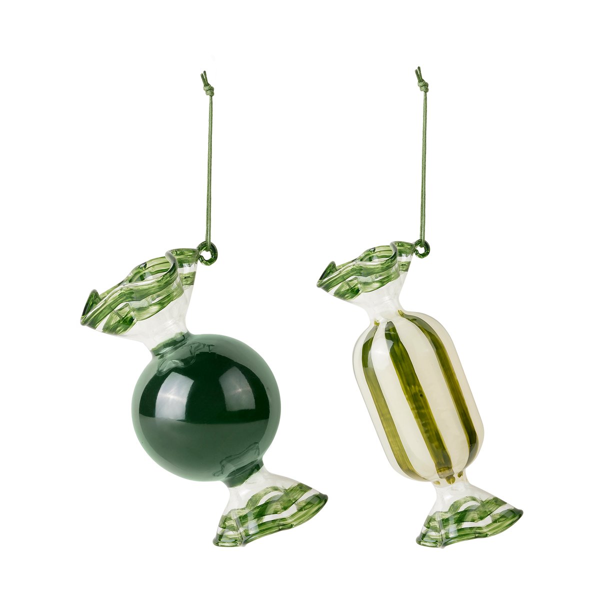 Broste Copenhagen Candy juletrepynt glass 2 deler Forest green