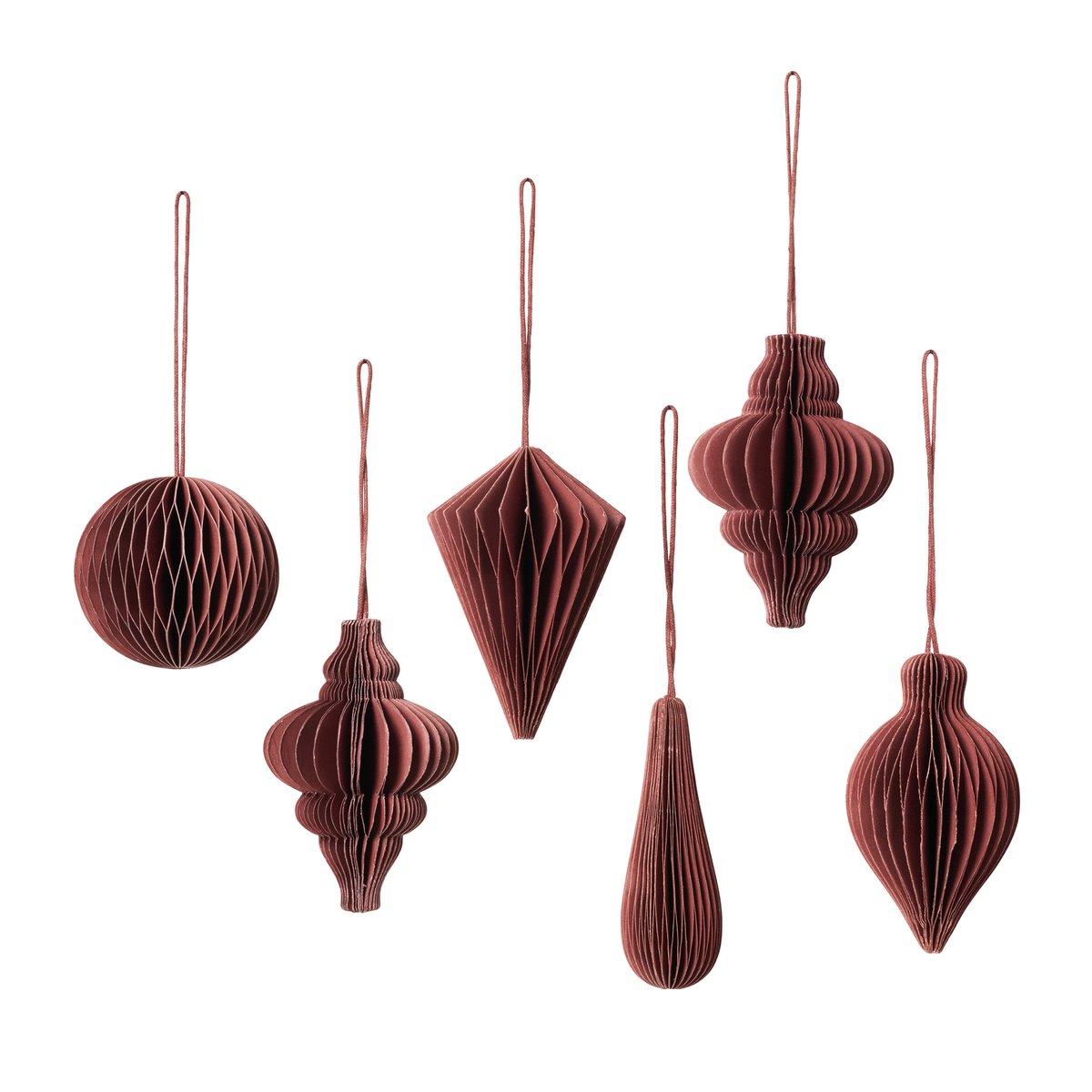 Broste Copenhagen Christmas mix juletrepynt 6-pakning Pompeian red