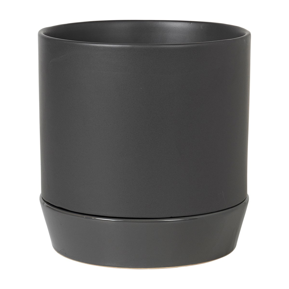 Bilde av Broste Copenhagen Denise krukke med fat Ø 21 cm Charcoal grey