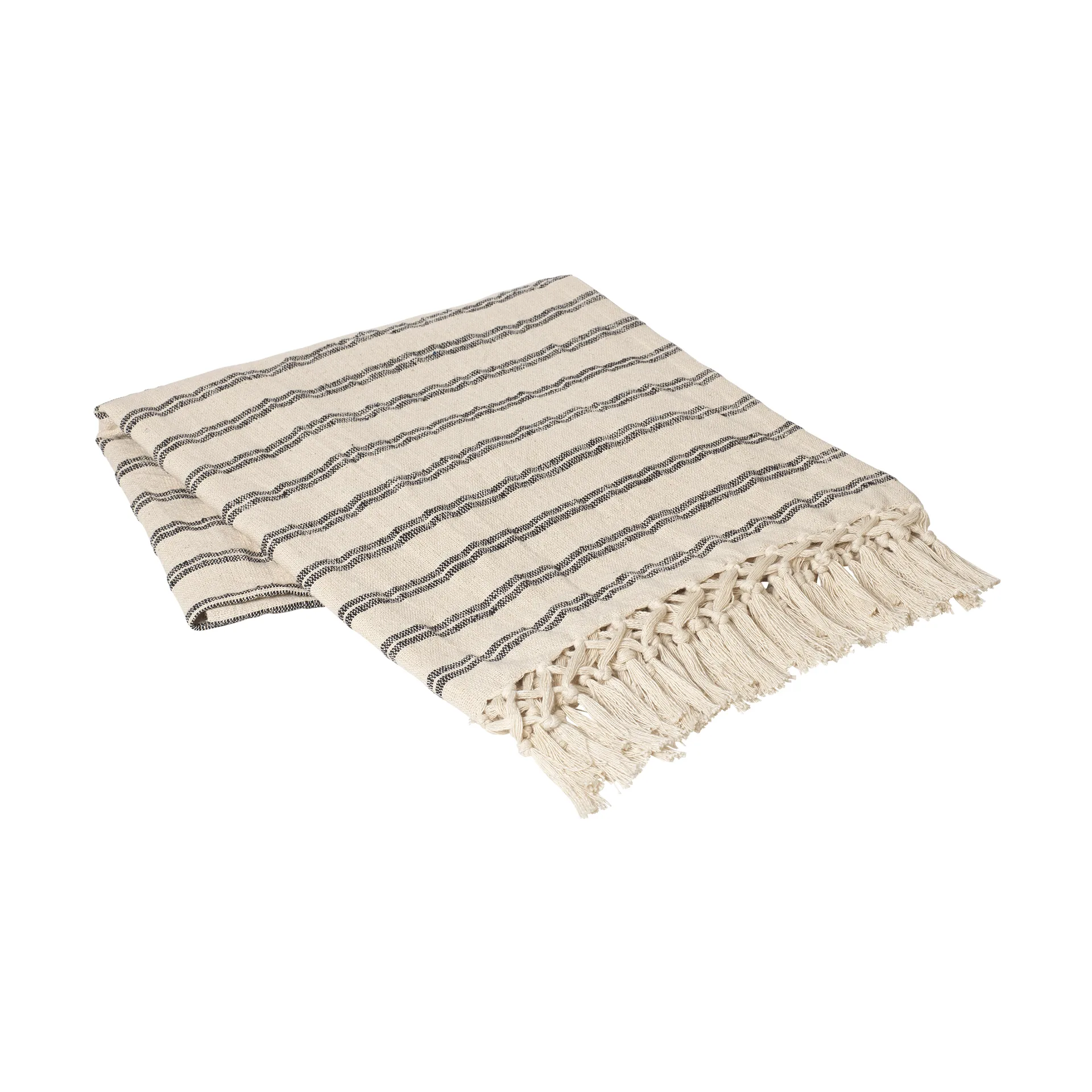 Elly pledd 130x160 cm, Black-natural Broste Copenhagen