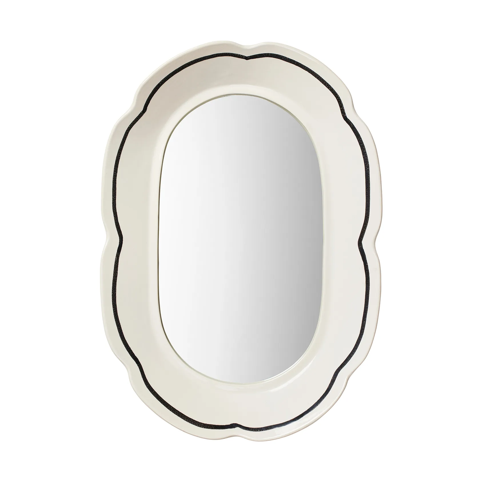 Hilma speil 30x45 cm, Off white-black Broste Copenhagen
