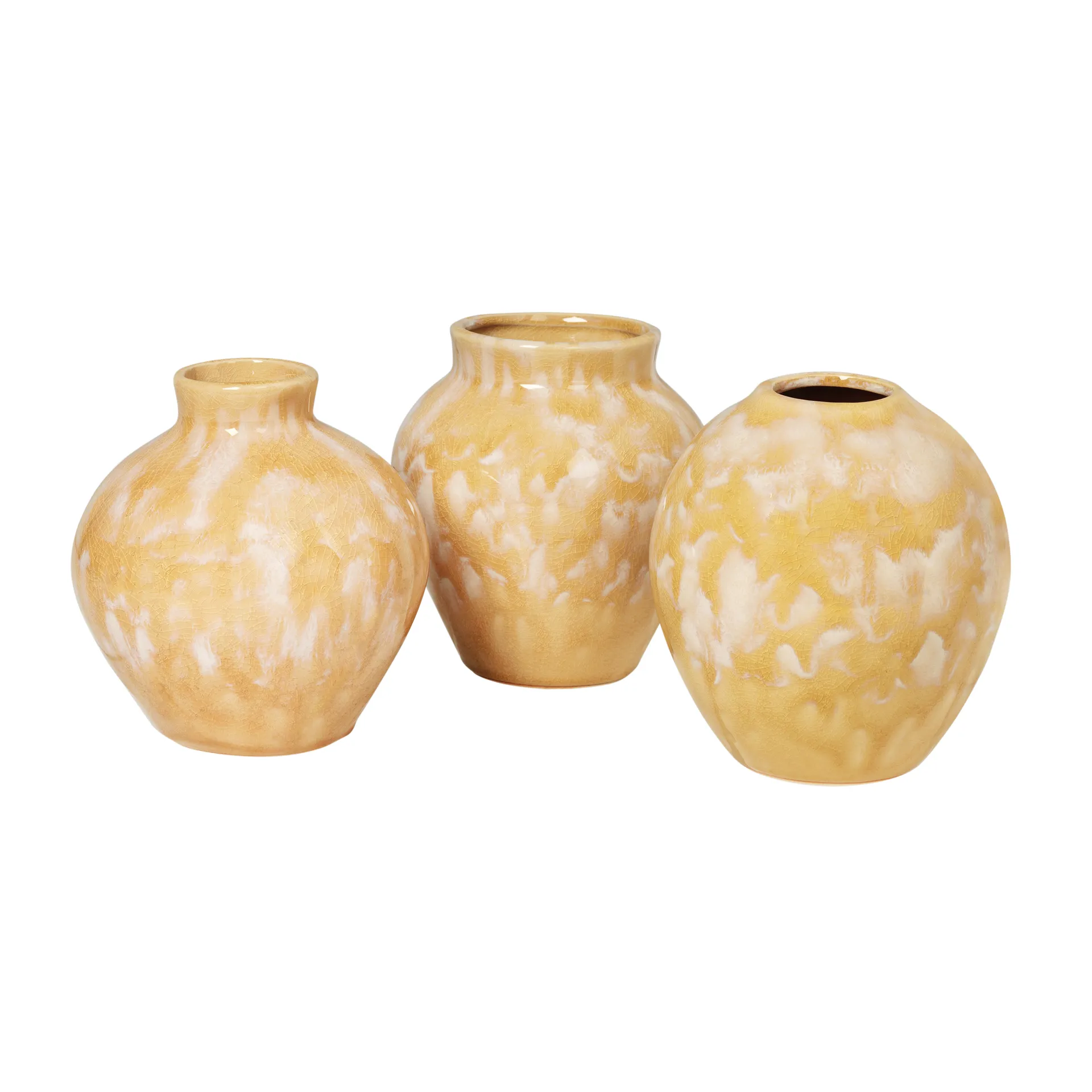 Ingrid keramikvase 14,5 cm 3-stk., Tawny olivene yellow Broste Copenhagen