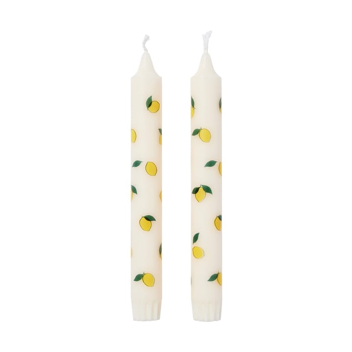 Lemon kronelys 2-pk - White-yellow - Broste Copenhagen