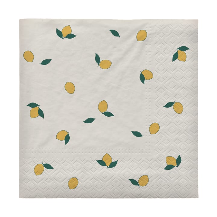 Lemon serviett 33x33 cm 20-pk - Off white-yellow - Broste Copenhagen