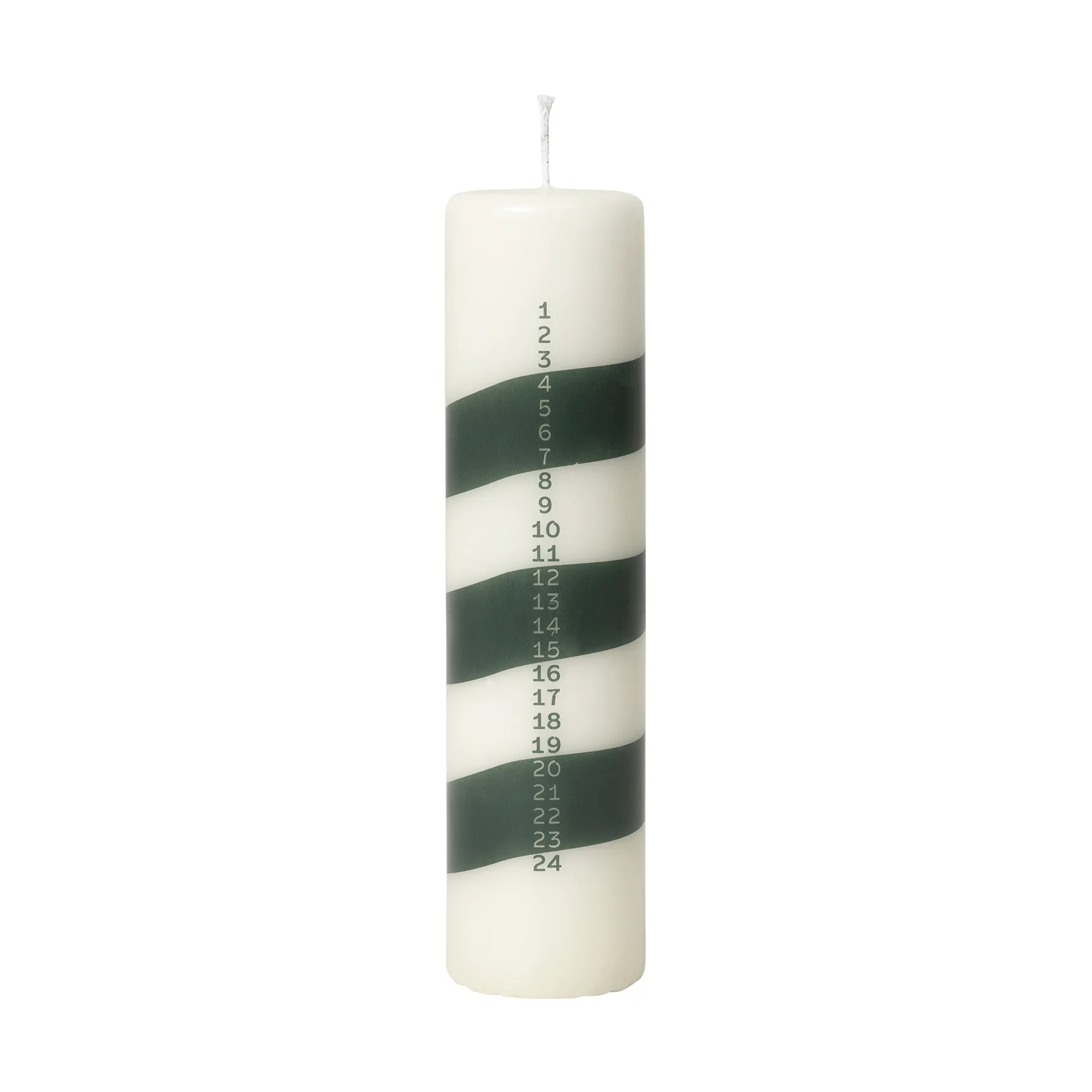 Linea kalenderlys, Off White-Dark Green Broste Copenhagen