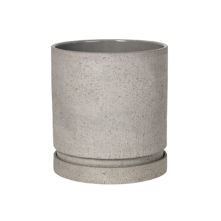 Polaris krukke med fat Ø20 cm - Ceramic drizzle (grå) - Broste Copenhagen