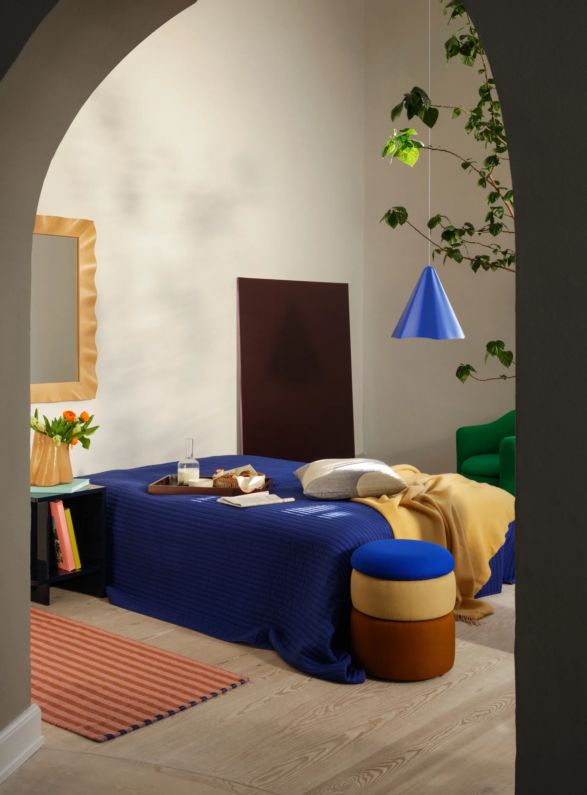 Pond puff 42 cm, Blue-sand-ochre Broste Copenhagen