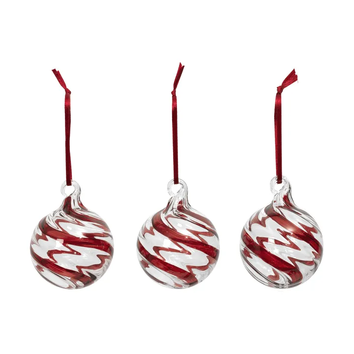 Swirl julekule - Deep Red-Clear - Broste Copenhagen