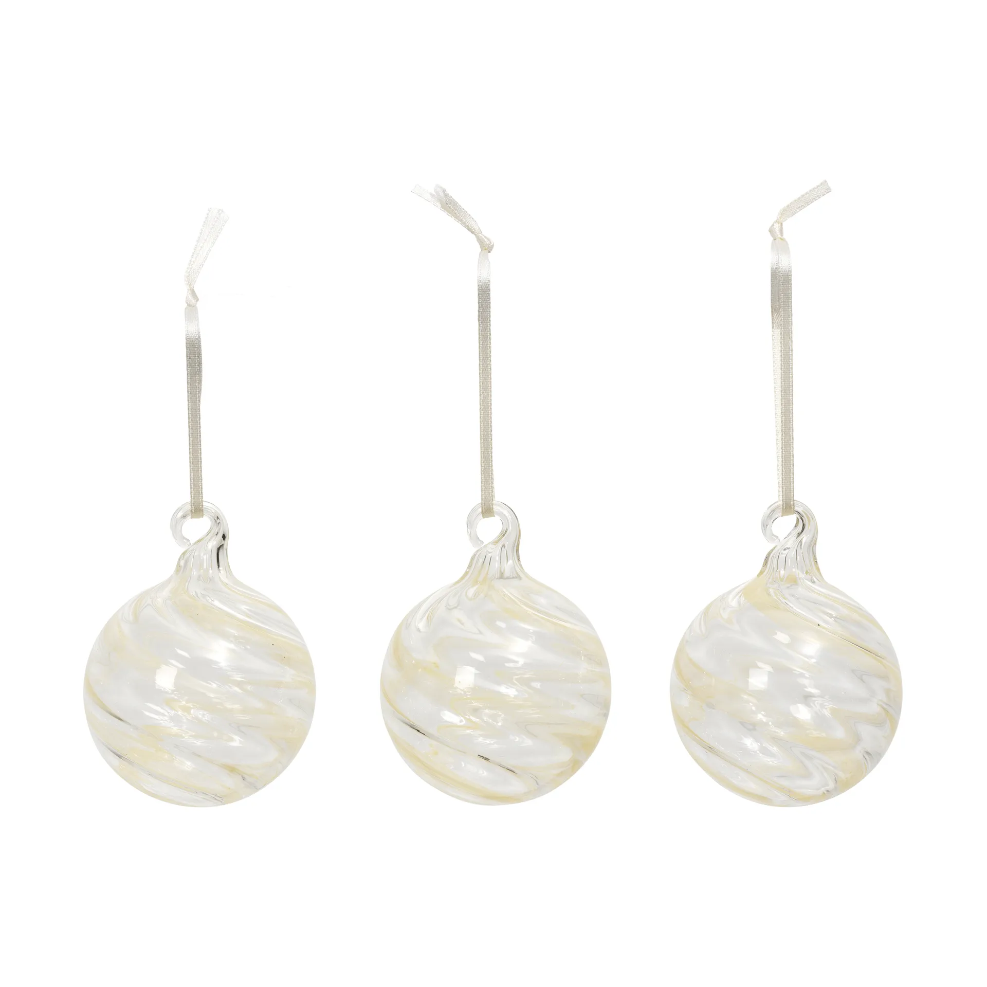 Swirl julekule, Off White-Clear Broste Copenhagen