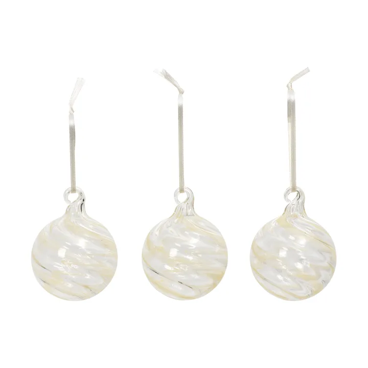 Swirl julekule - Off White-Clear - Broste Copenhagen