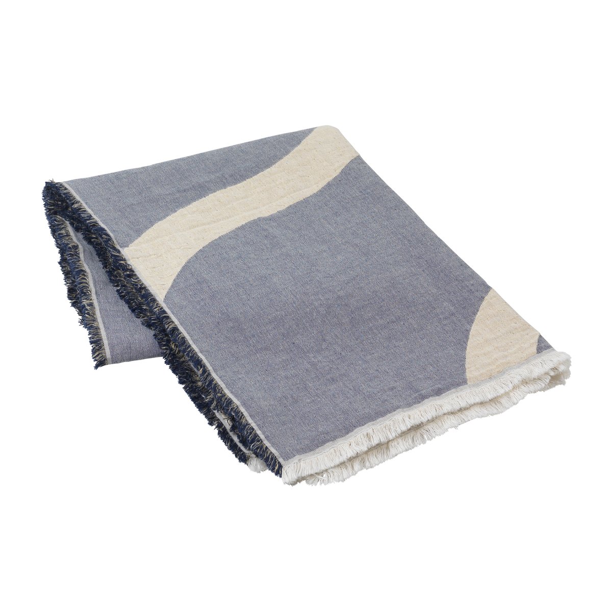 Bilde av Broste Copenhagen Tide pledd bomull-lin 130x180 cm Maritime blue