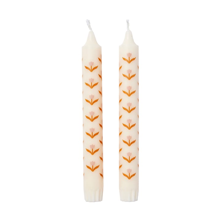 Tulip kronelys 2-pk - White-soft pink - Broste Copenhagen
