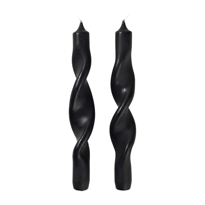 Twisted candles tvinnede lys 23 cm 2-pakning - Simply black - Broste Copenhagen