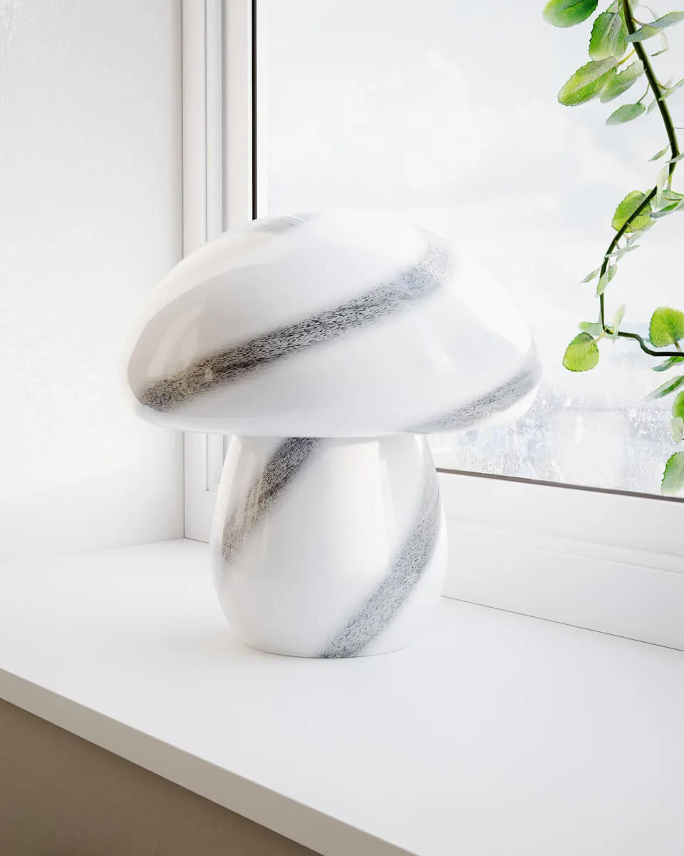 Mira Mushroom bordlampe 30 cm, Hvit-svart By Rydéns