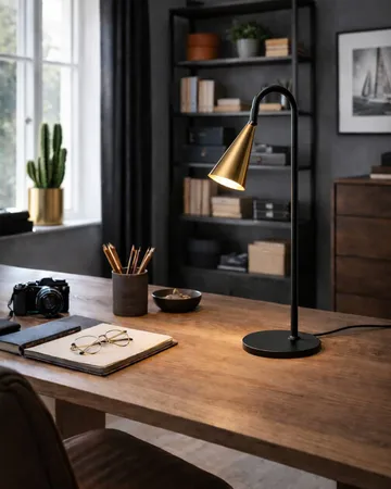 Spline bordlampe - Svart-messing, 55 cm - By Rydéns