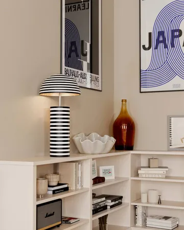 Stripe bordlampe - Hvit-svart, 50 cm - By Rydéns