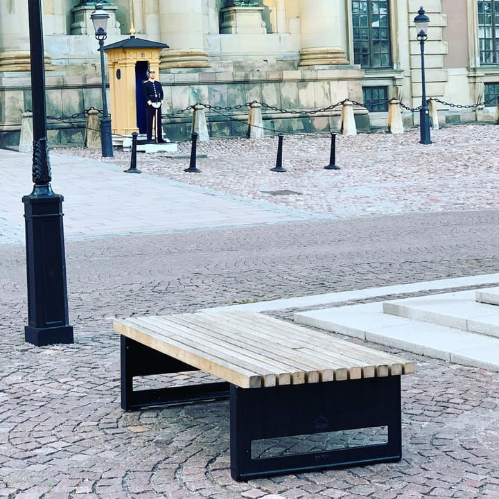 Block benk, Eik olje, bred, rått aluminiumstativ Byarums bruk