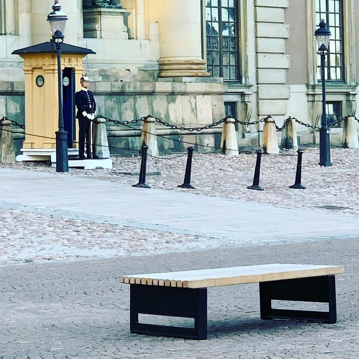 Block benk, Eik olje, bred, rått aluminiumstativ Byarums bruk