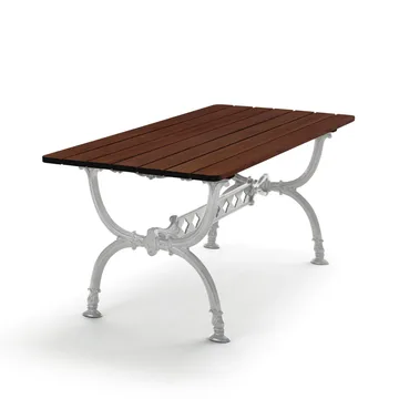 Byarum bord 142x72 cm - Furu brun beis, rått aluminiumstativ - Byarums bruk