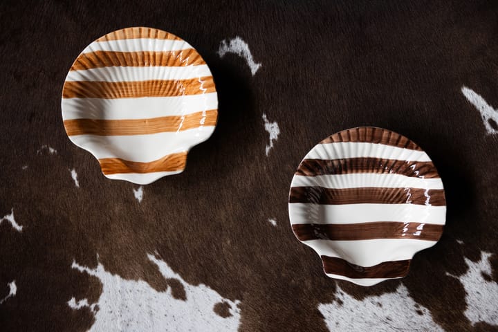 Armona stripe tallerken 23,5x23,5 cm, Lysbrun-hvit Byon