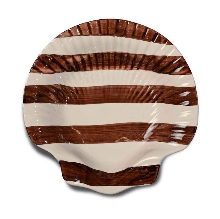 Armona stripe tallerken 23,5x23,5 cm - Mørkebrun-hvit - Byon