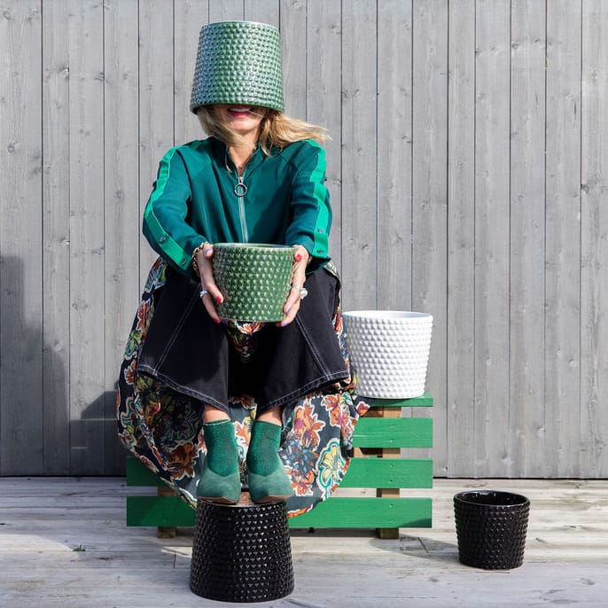 Corinne krukke L, Hvit Byon
