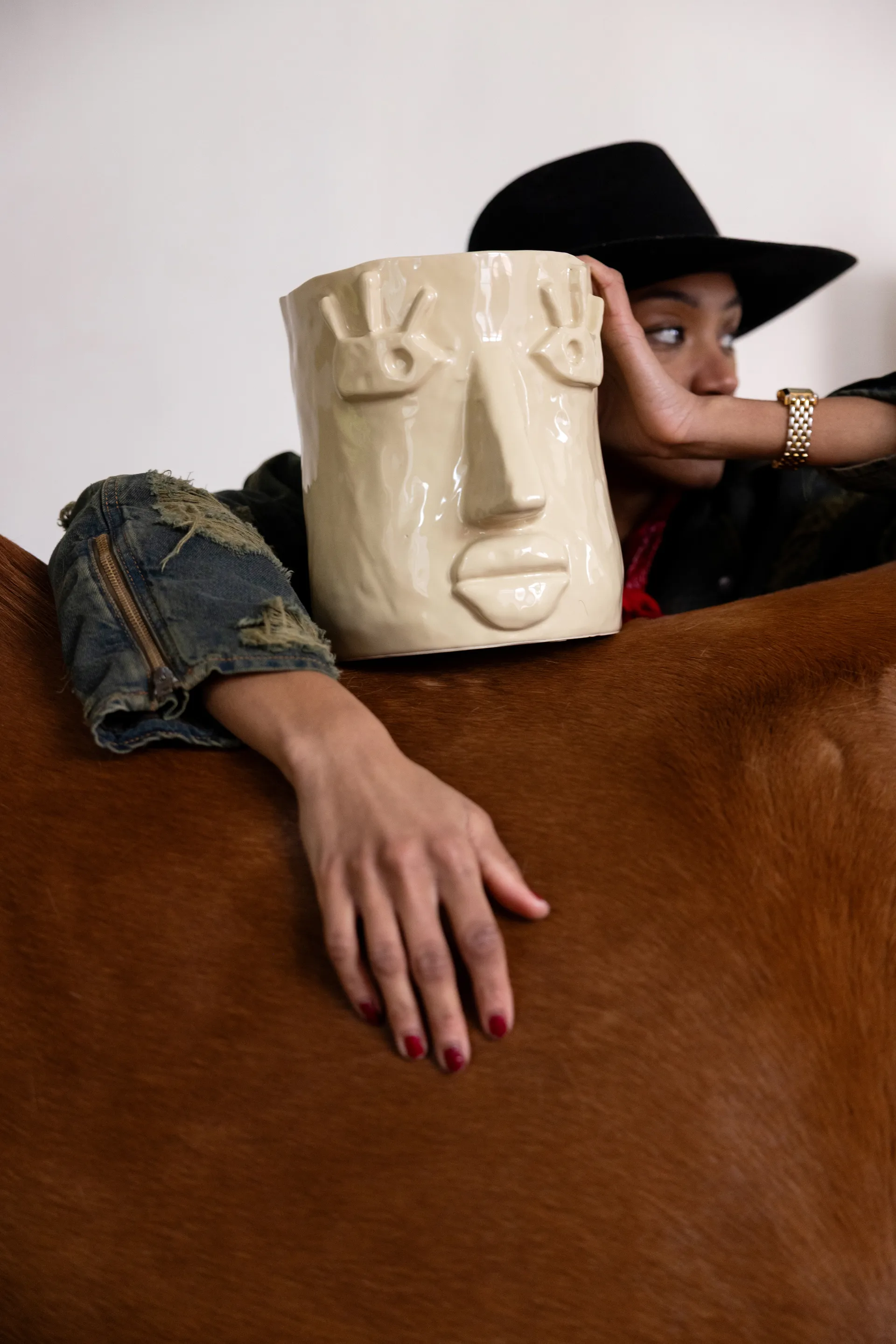 Facy krukke L 24x19x22 cm, Beige Byon