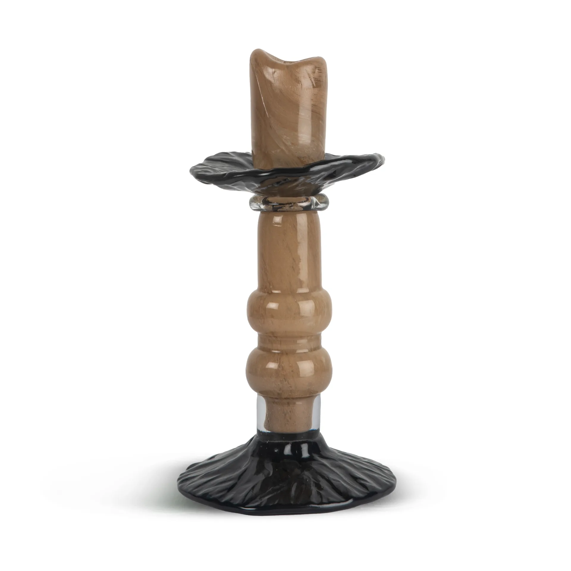 Lara lysestake S 22 cm, Beige-svart Byon