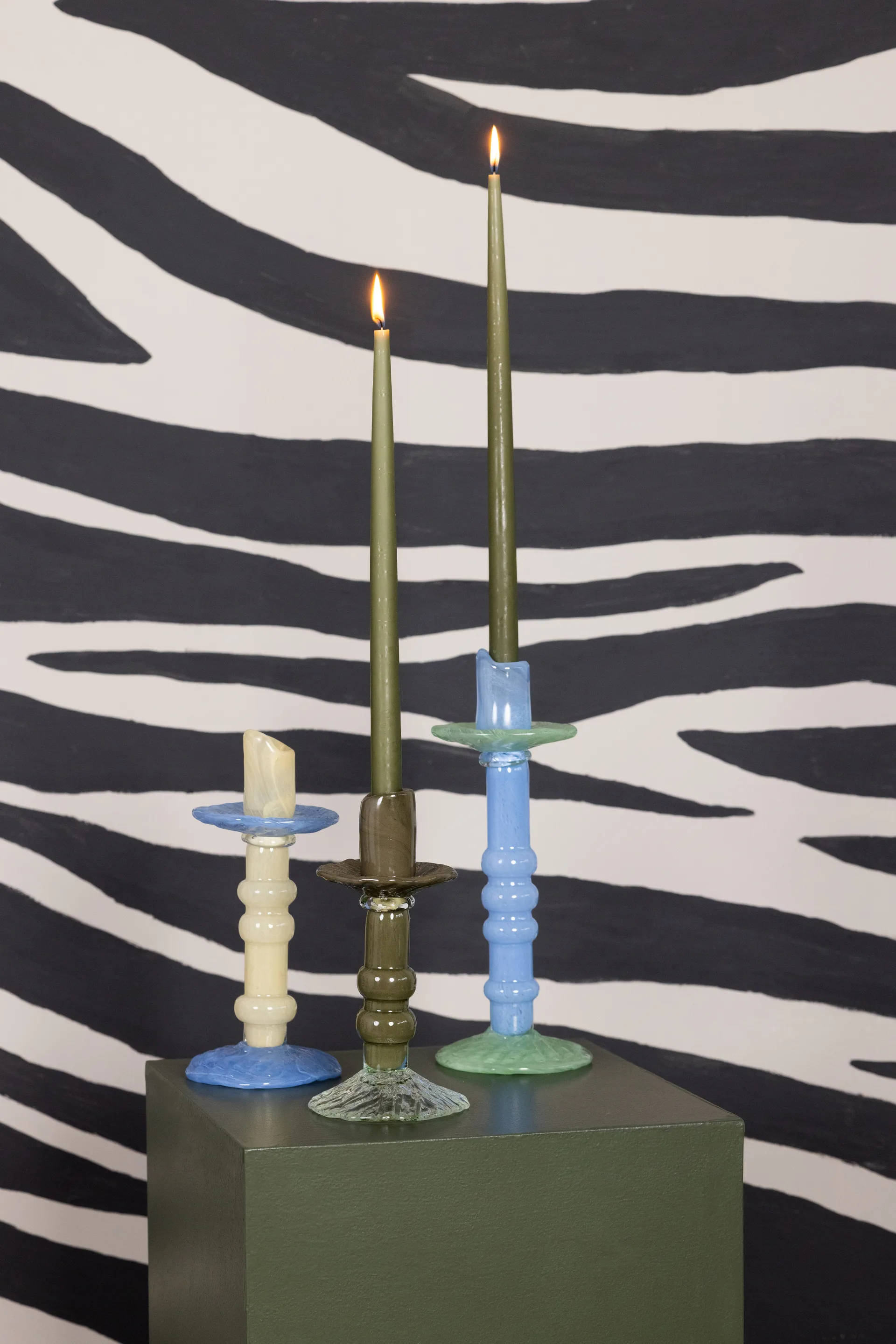 Lara lysestake S 22 cm, Grønn-klar Byon