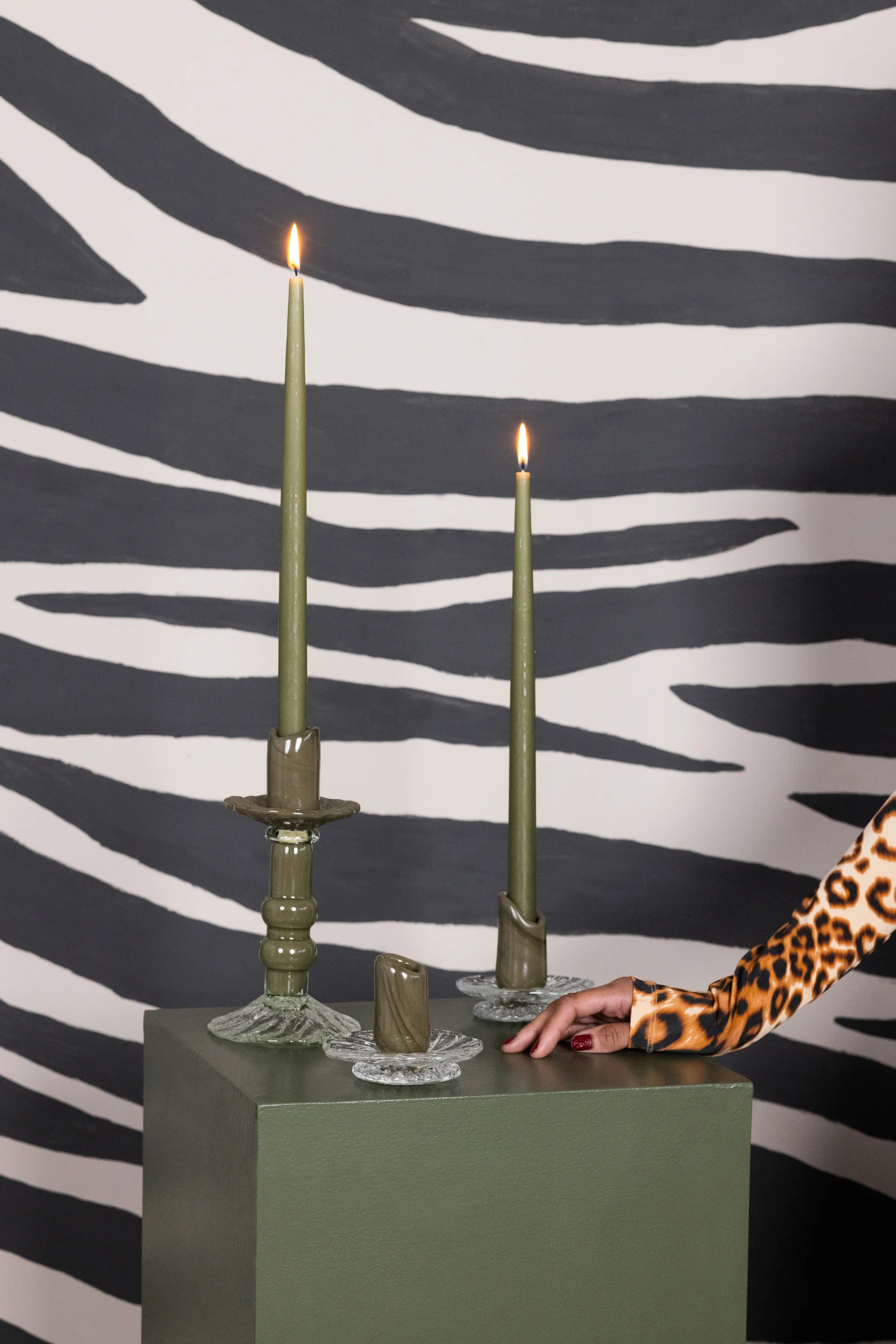 Lara lysestake S 22 cm, Grønn-klar Byon