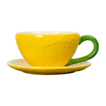 Lemon kopp med fat 25 cl - Gul - Byon