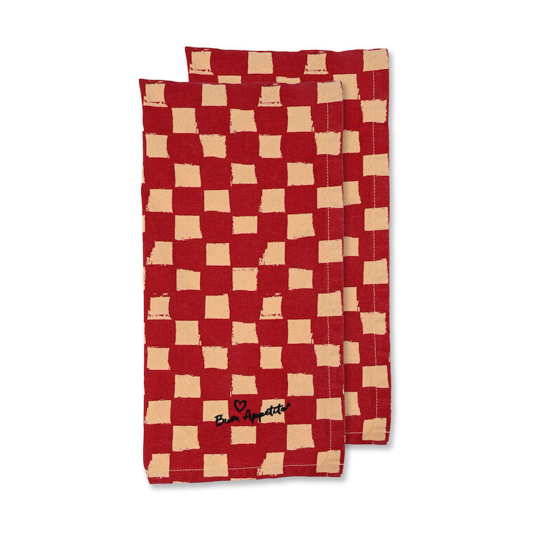 Byon Love kjøkkenhåndkle 50x70 cm 2-pk Rød-sand