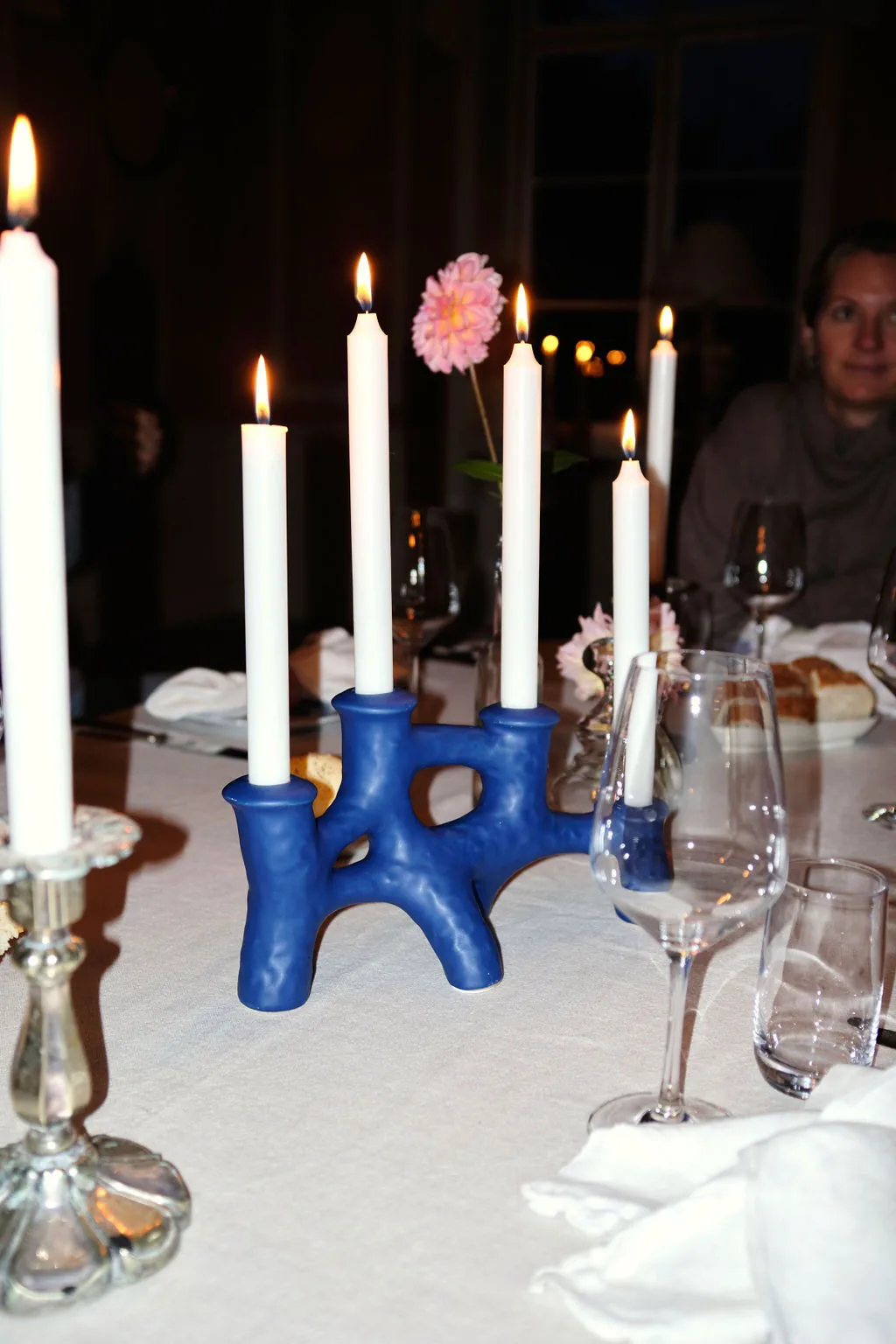 Luca lysestake 12 x 30 cm, Blå Byon