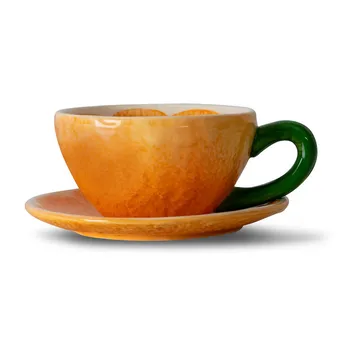 Mandarie kopp med fat 25 cl - Oransje - Byon