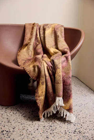 Mavi pledd - Brun-beige-vinrød, 130x170 cm - Byon