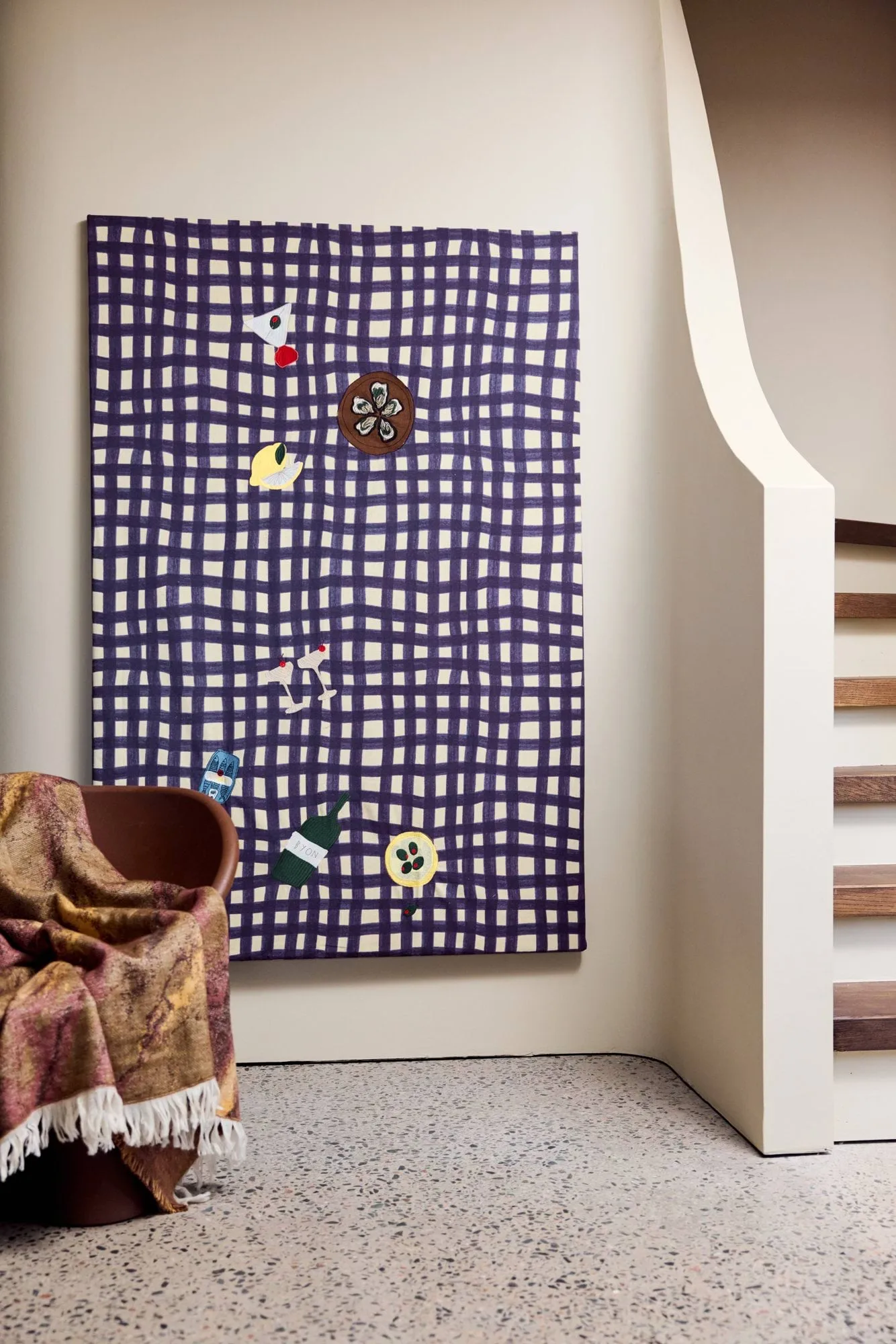 Mavi pledd, Brun-beige-vinrød, 130x170 cm Byon