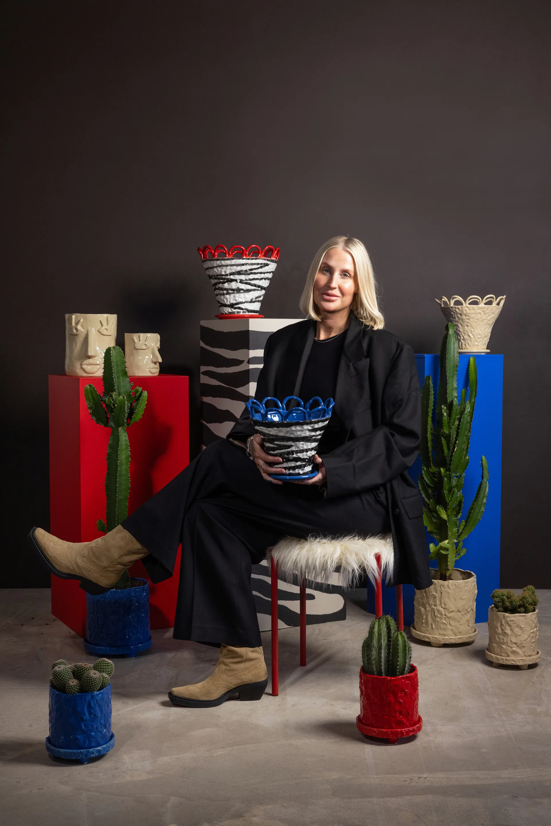 Muddy krukke S Ø17,5 cm, Blå Byon