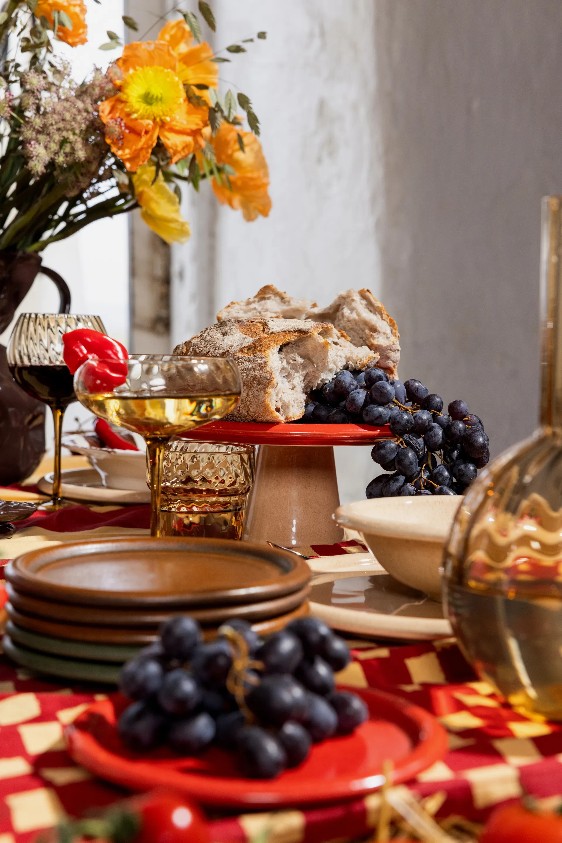 Porto kakefat Ø26x11 cm, Rød-beige Byon