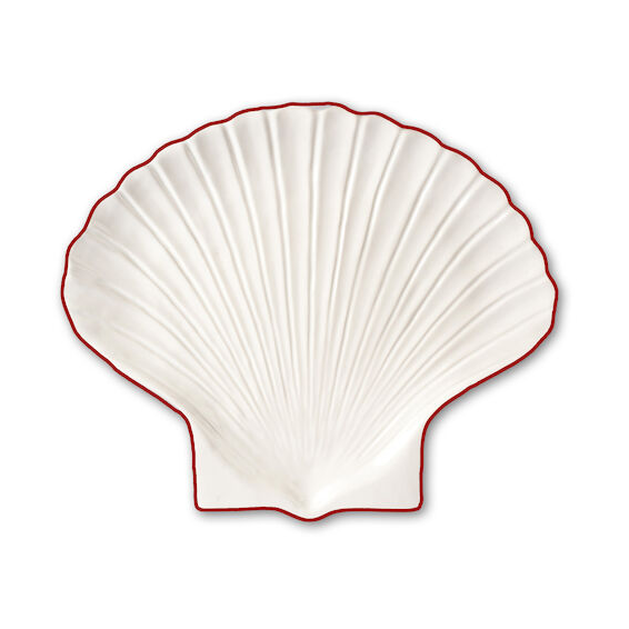 Byon Shell Line asjett S 13x16 cm Hvit-rd | Skandinavisk Design | Asjetter | Rosa