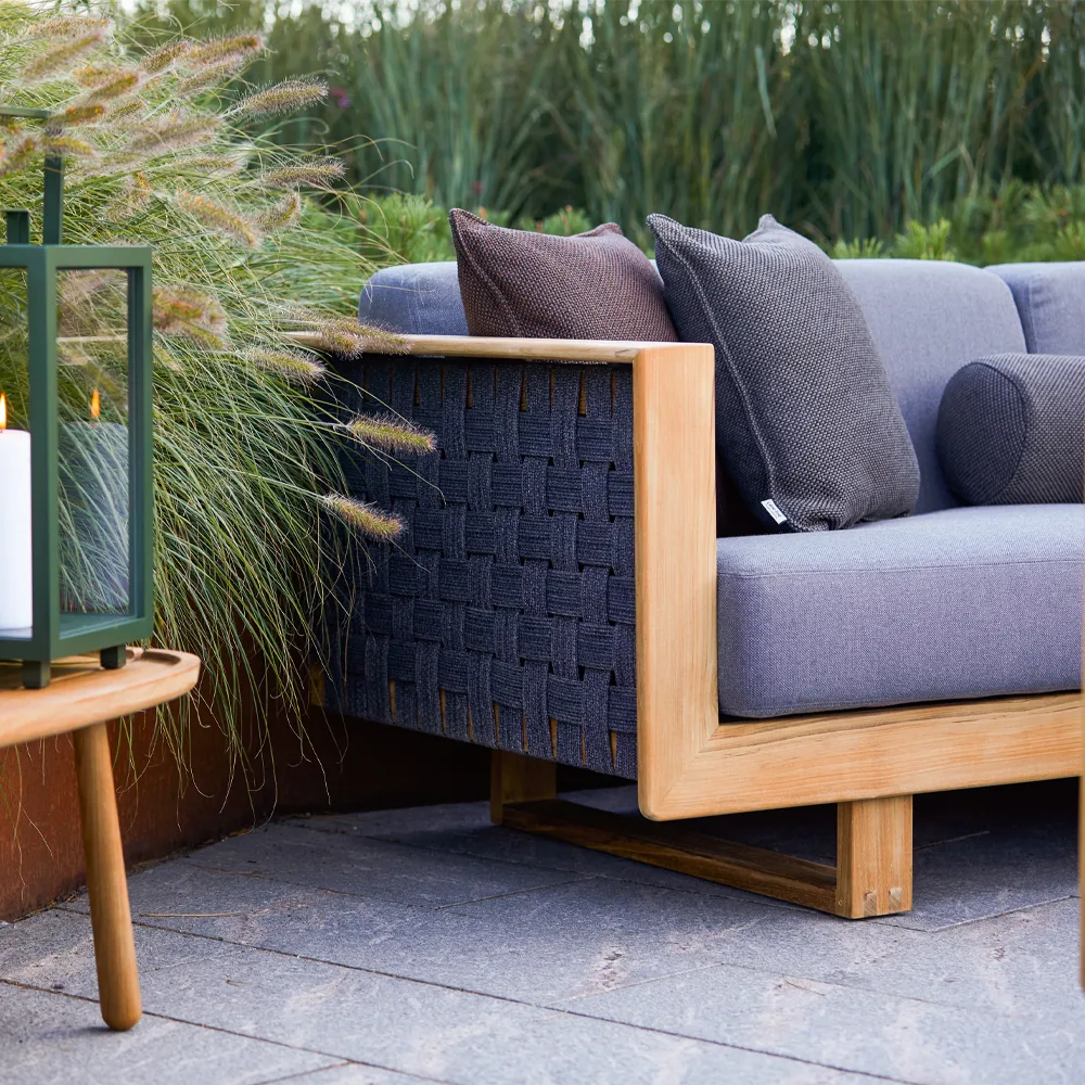 Angle Sofa 3-seter, Dark grey, teak Cane-line