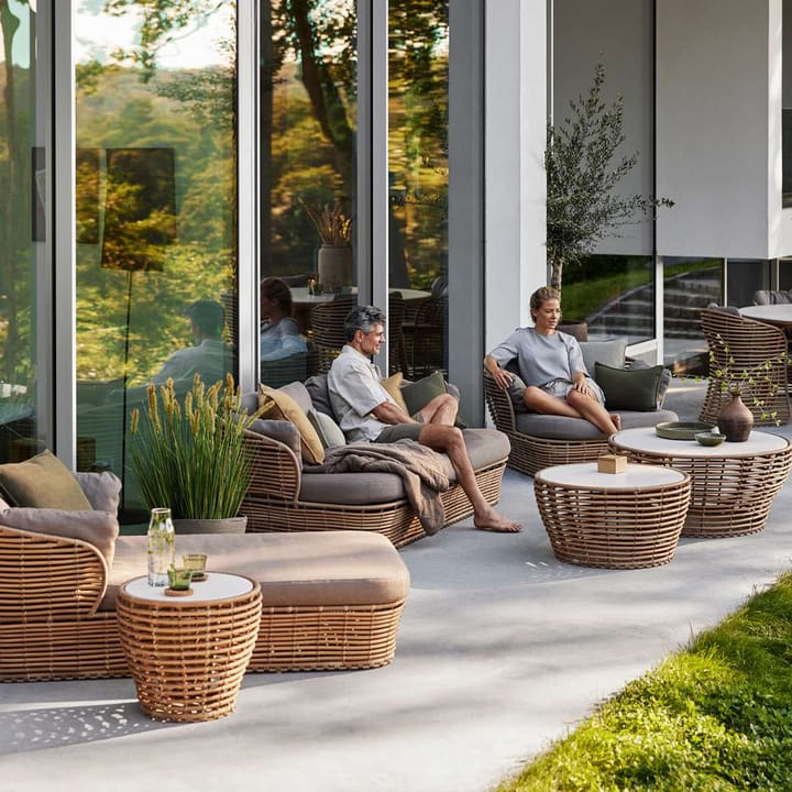 Basket sofabord, Fossil svart, stor, grått flettet understell Cane-line