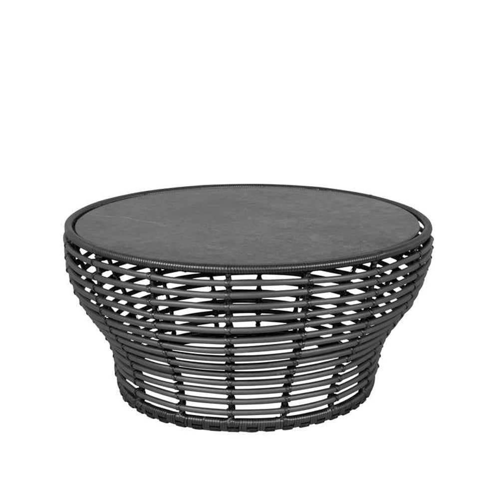 Cane-line Basket sofabord Fossil svart, stor, grått flettet understell