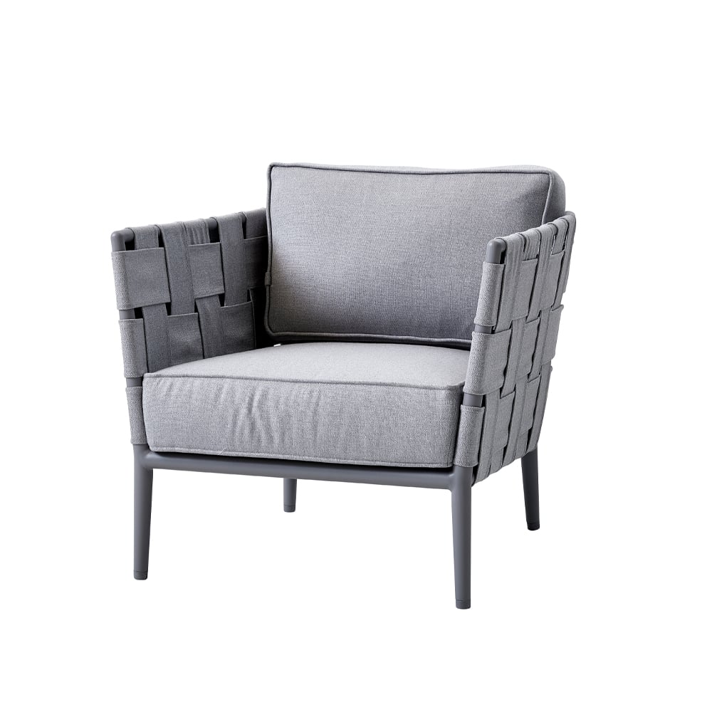 Cane-line Conic Loungestol Light grey, inkl. puter | Skandinavisk Design | Hagestoler | Grå
