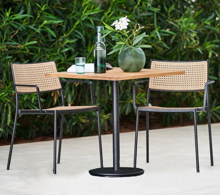 Go kafébord teak 72x72 cm, Lava grey stativ Cane-line