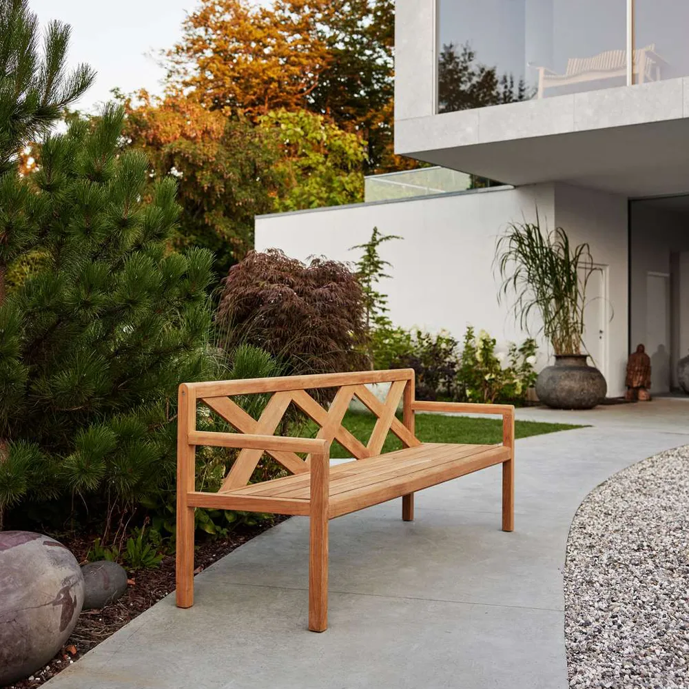 Grace 3-seters benk, Light grey, teak Cane-line